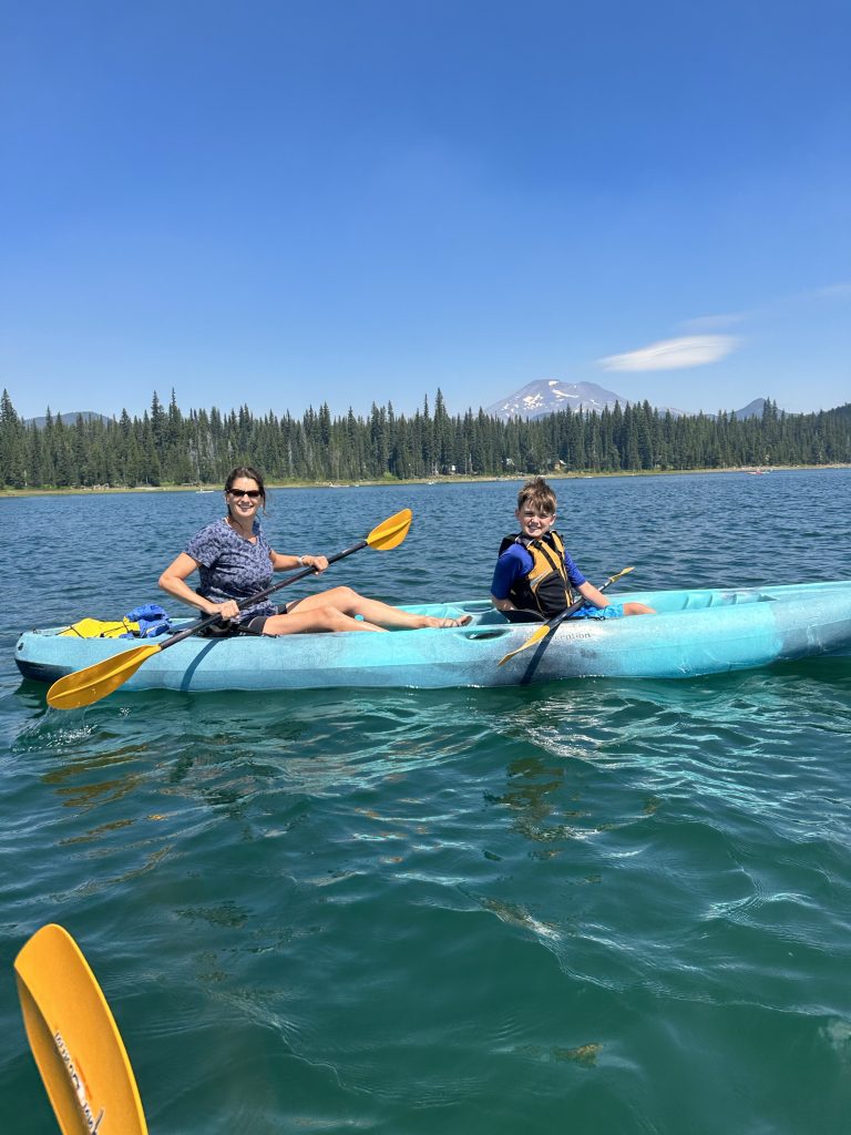 Kayaking on the Cascades Lake Scenic Byway near Bend Oregon
