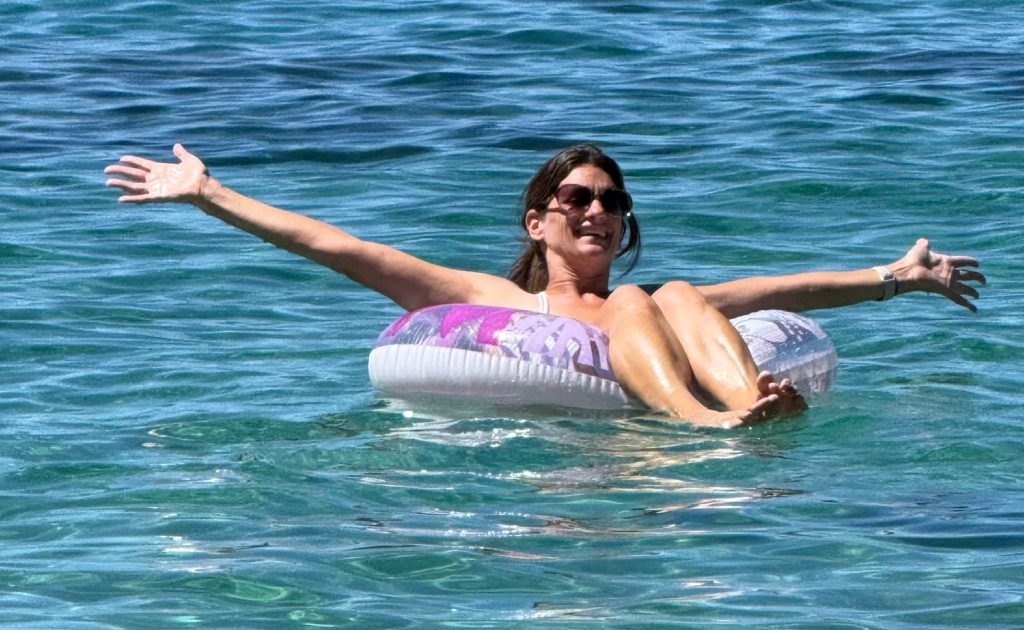 Floating in Tenaya Lake in the Tuolumne Meadows alpine section of Yosemite