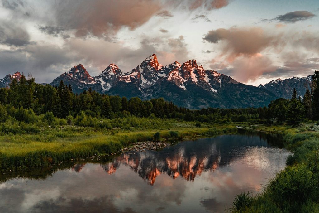 Reflection of the Grand Tetons in Jenny Lake at Grand Teton National Park, Jackson Wyoming