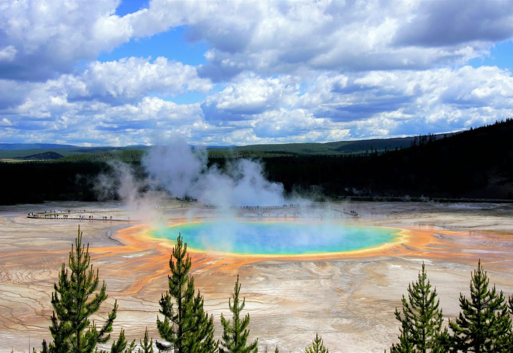 Grand Prismatic Spring, geothermal hot spring in Yellowstone National Park, near Old Faithful