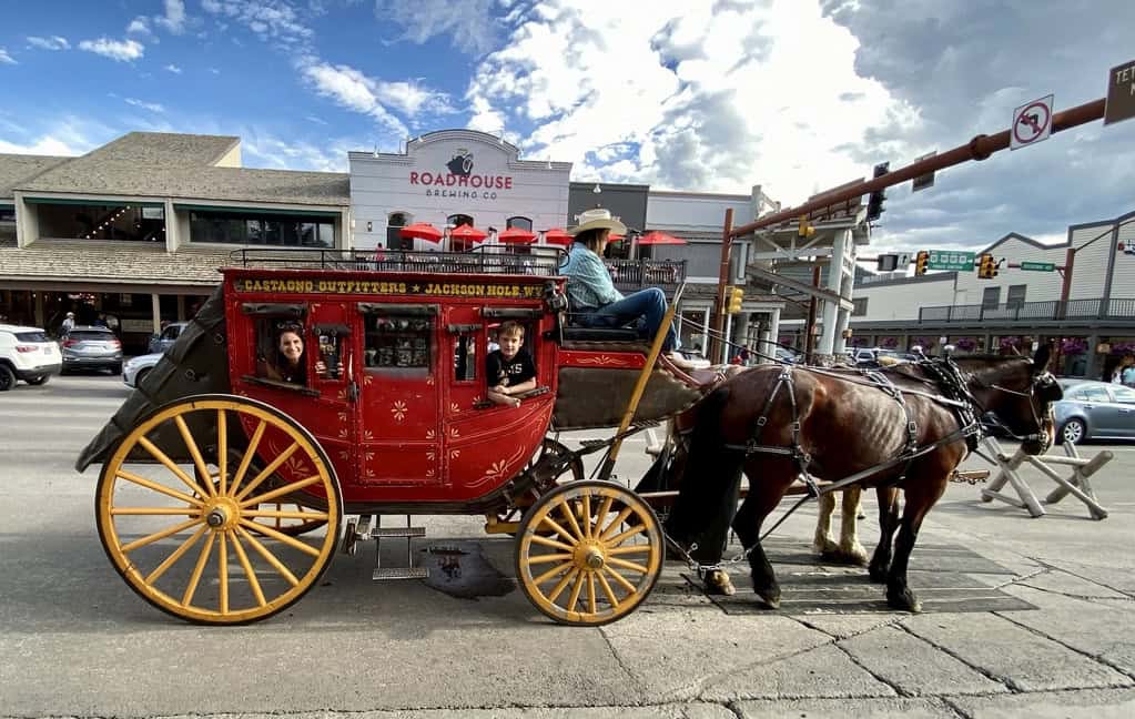 Carriage ride in the adorable town of Jackson, Wyoming near Grand Tetons
