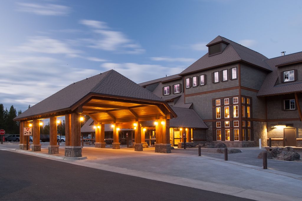 The exterior of Canyon Lodge in Yellowstone National Park