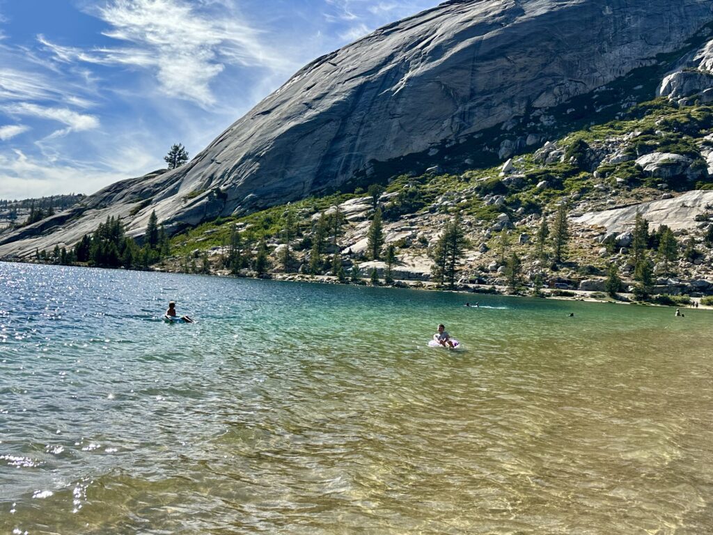 Floating in Tenaya Lake at Yosemite National park