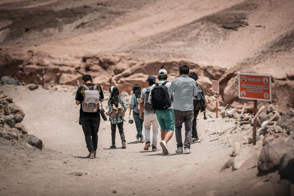 Group travel with a tour guide using a travel agent 