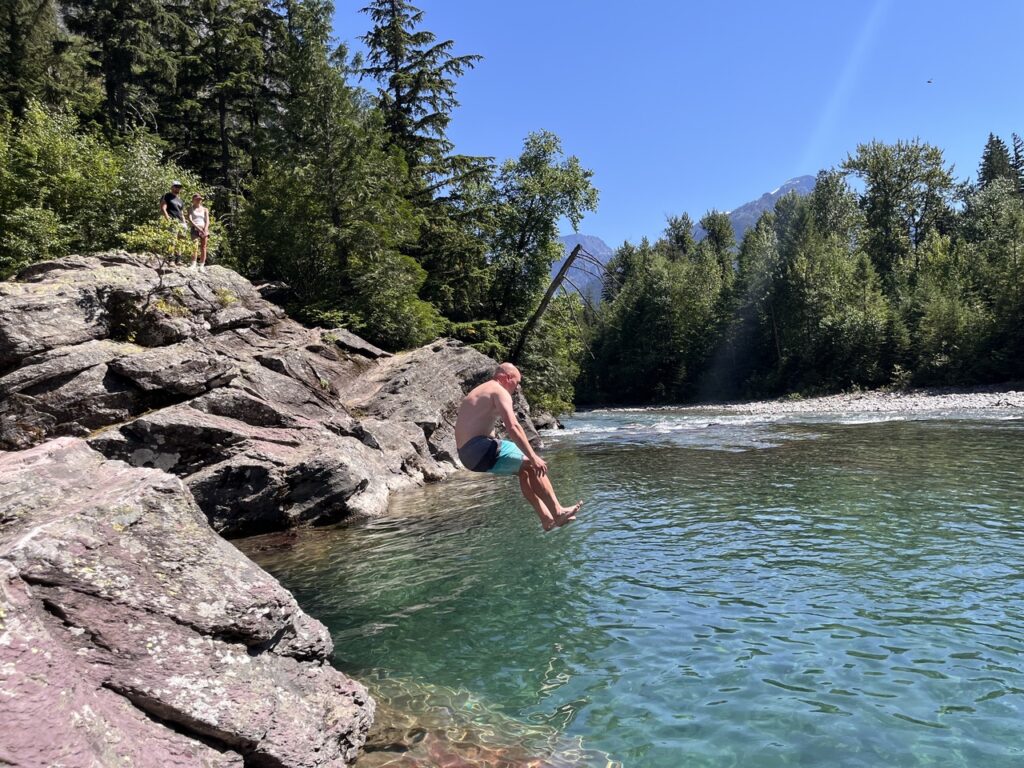Jumper on the Red Rocks on the Going to the Sun Road