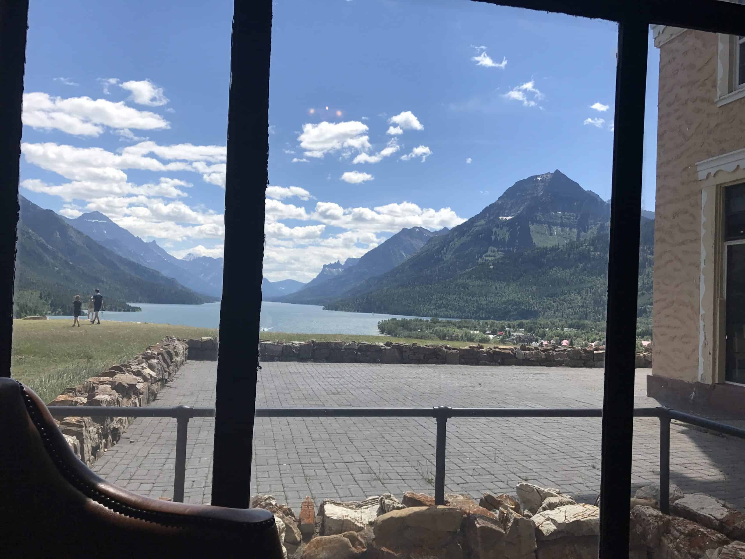 The view from the lounge at the Many Glacier Hotel in Glacier National Park