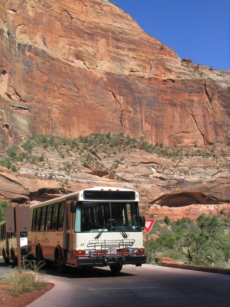 Zion National Park Shuttle on the Zion Scenic Canyon Road