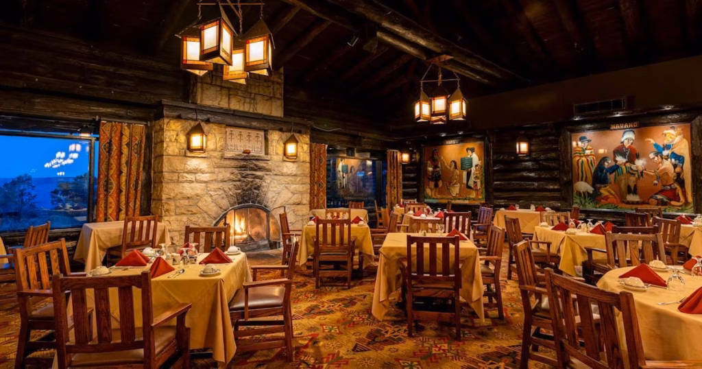 The historic dining room in the El Tovar Hotel inside of Grand Canyon National Park
