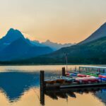 Glacier Boat Dock by Many Glacier Hotel on the east side of Glacier National Park