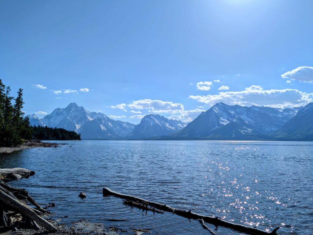 View of Jenny Lake with mountains in Grand Teton National Park