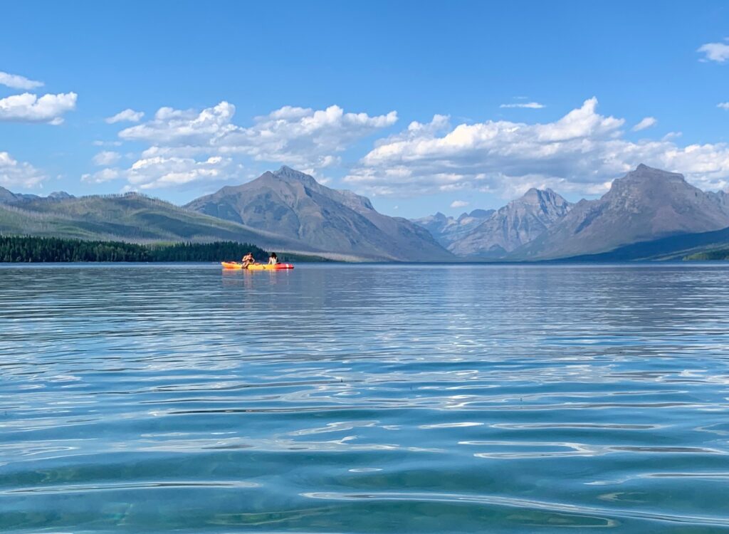 Kayaking on Lake MacDonald in Glacier National Park