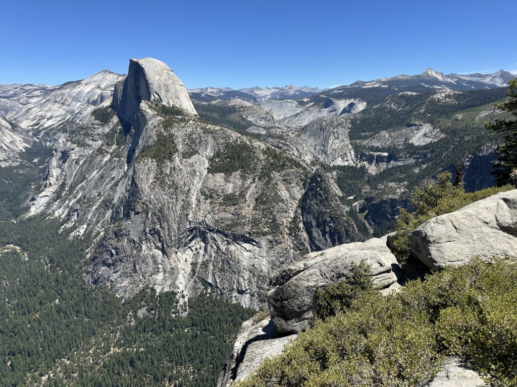Stunning views of Half Dome from Glacier Point Lookout. No hiking required.
